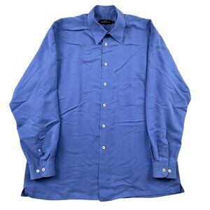 Bugatchi Button Down Shirt Mens XL Modal Blend Blue Uomo Business Casual